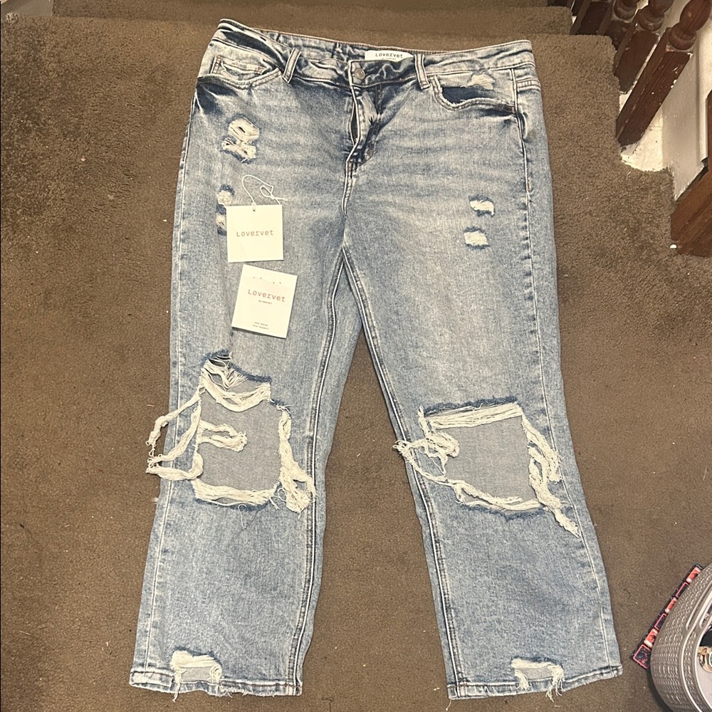 Lovervet by Vervet Light Wash Distressed Boyfriend Jeans